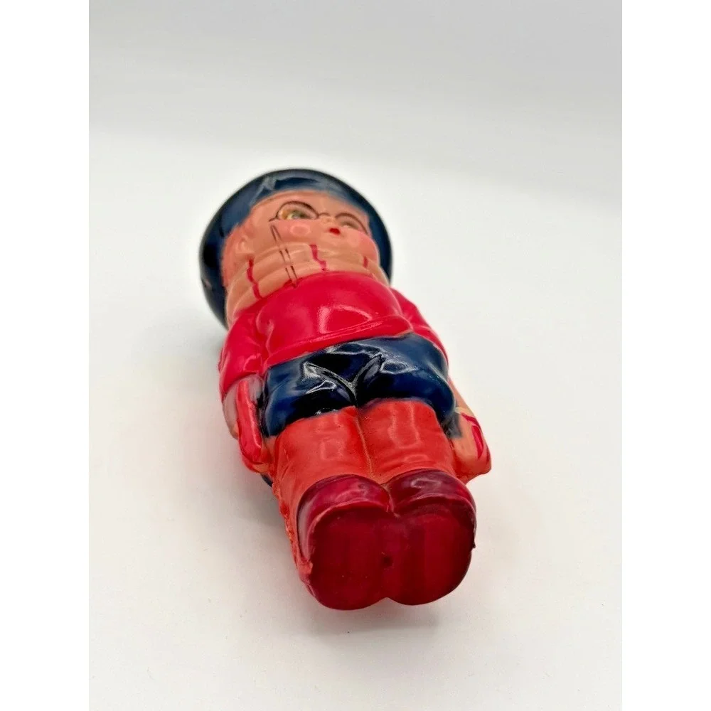 Vintage Rubber Squeeze Toy Boy w Glasses Hat Figure 5